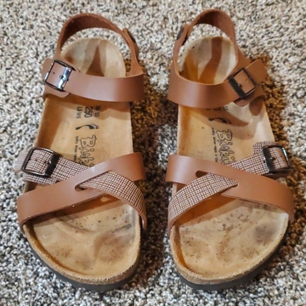 Birki's By Birkenstock Lillie Brown Plaid Ankle Strap Sandals US Ladies Size 8 - Picture 7 of 12